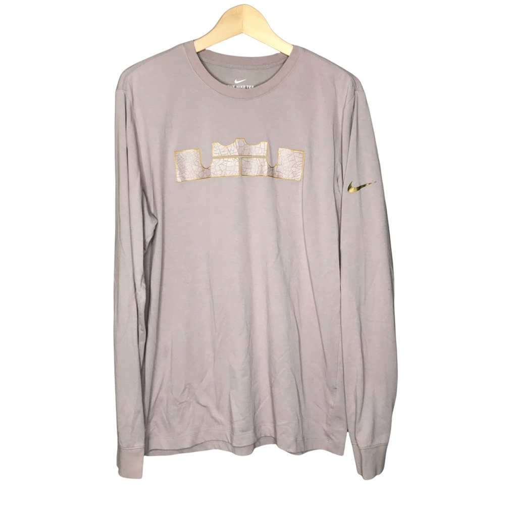 Nike DRI Fit Tee King James Crown Lebron Pale Pink Long Sleeve Shirt Men’s Large